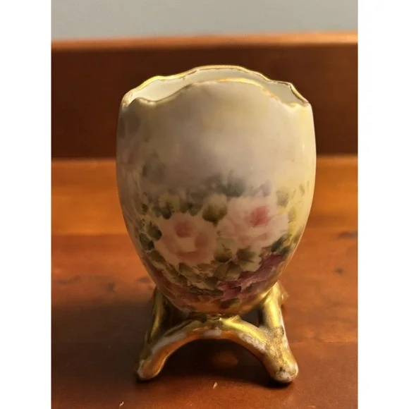 Limoges Porcelain Footed Floral‎ Egg Toothpick Holder - Picture 4 of 5